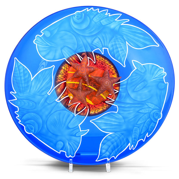 OCEAN TRIO - Plate by Pawel, Art sculpture, [Borowski Art Glass in Asia]