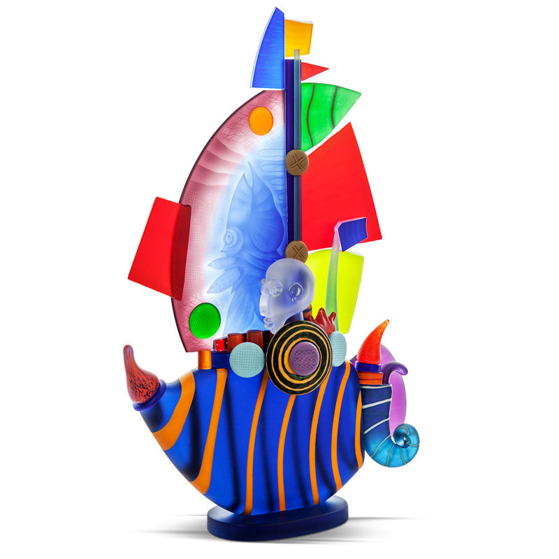 SAILBOAT LARGE - Object by PB, Art sculpture, [Borowski Art Glass in Asia]