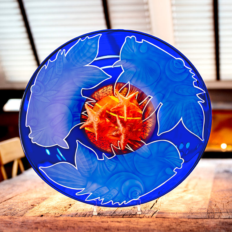 OCEAN TRIO - Plate by Pawel, Art sculpture, [Borowski Art Glass in Asia]