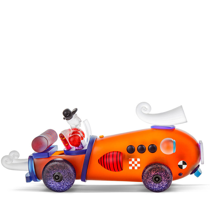 RETRO CAR & HIS MAN - Object by PB, Art sculpture, [Borowski Art Glass in Asia]