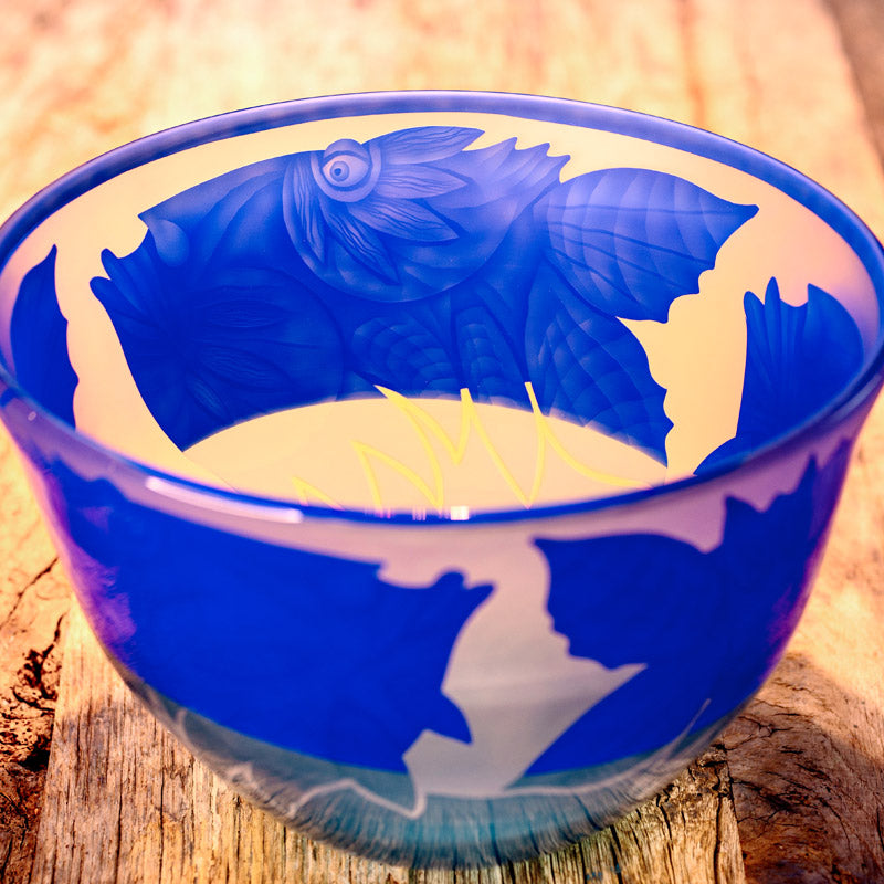 OCEAN TRIO - Bowl by Pawel, Art sculpture, [Borowski Art Glass in Asia]