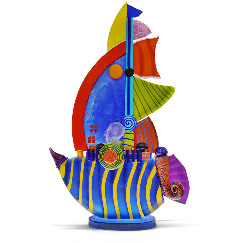 SAILBOAT LARGE - Object by PB, Art sculpture, [Borowski Art Glass in Asia]