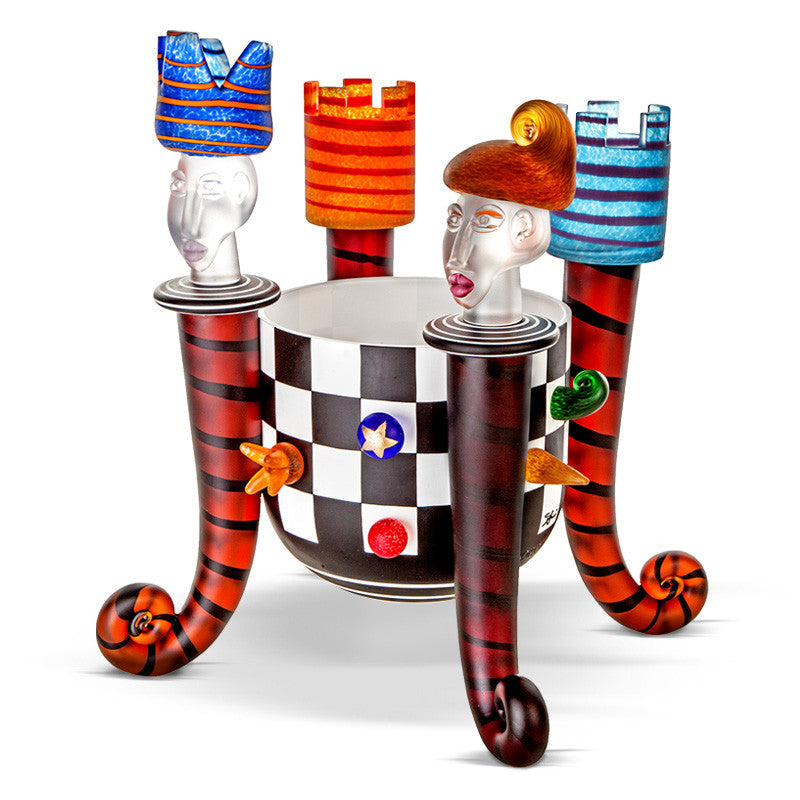 CHESS BOWL - Bowl by SJB, Art sculpture, [Borowski Art Glass in Asia]